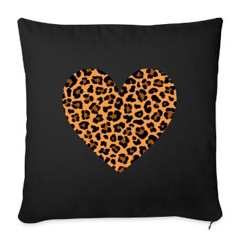 Gepardenherz-Design für Gepardenkatzen-Fans - Sofakissenbezug 45 x 45 cm - Schwarz - Vorne