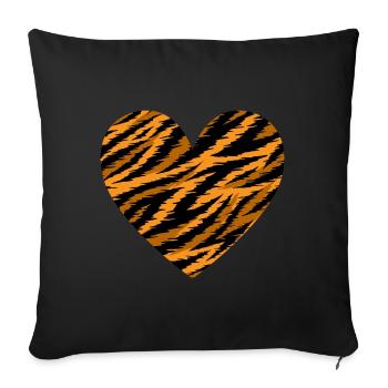 Tigerherz-Design für Tiger-Fans - Sofakissenbezug 45 x 45 cm - Schwarz - Vorne