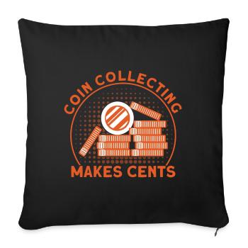 Coin Collection Coin Collectors Numismatics Coin Collections - Sofa pillowcase 17,3'' x 17,3'' (45 x 45 cm) - black - Front