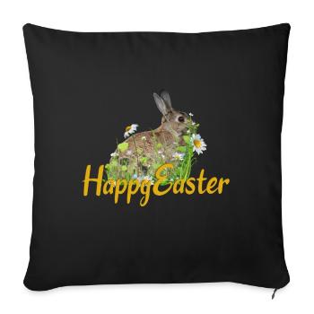 Joyeux lapin de Pâques - Housse de coussin décorative 45 x 45 cm - noir - Devant