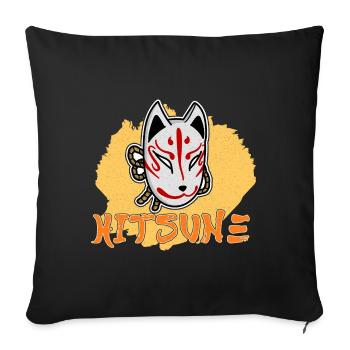 Japanese Tengu Hannya Kitsune Mask - Sofa pillowcase 17,3'' x 17,3'' (45 x 45 cm) - black - Front