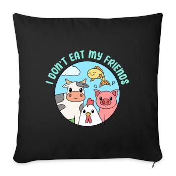 Friends Fish Chicken Pig Design for Vegans - Sofa pillowcase 17,3'' x 17,3'' (45 x 45 cm) - black - Front