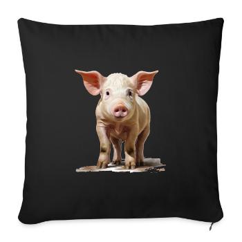 Little cute piglet - Sofa pillowcase 17,3'' x 17,3'' (45 x 45 cm) - black - Front