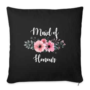Femme de ménage d'honneur. Cadeaux de demoiselles d'honneur. Fille / Bachelorette - Housse de coussin décorative 45 x 45 cm - noir - Devant