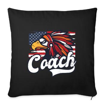 American Flag Coach 4th of July Native Eagle - Sofa pillowcase 17,3'' x 17,3'' (45 x 45 cm) - black - Front