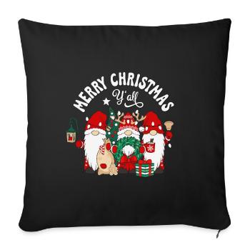 Merry Christmas Y'All Wichtel Gnomies - Sofakissenbezug 45 x 45 cm - Schwarz - Vorne