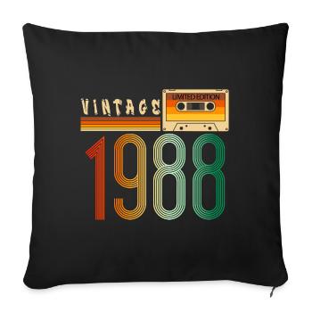 Année 1988 Old School Cassette Musique Rétro - Housse de coussin décorative 45 x 45 cm - noir - Devant