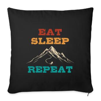 Eat Sleep Ski Repeat - Ski - Ski - Sofa pillowcase 17,3'' x 17,3'' (45 x 45 cm) - black - Front