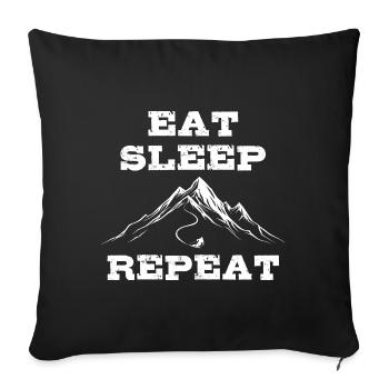 Eat Sleep Ski Repeat - Ski - Ski - Sofa pillowcase 17,3'' x 17,3'' (45 x 45 cm) - black - Front