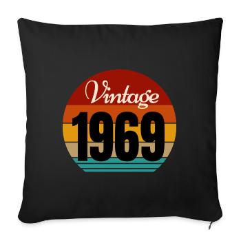 millésime 1969 - Housse de coussin décorative 45 x 45 cm - noir - Devant