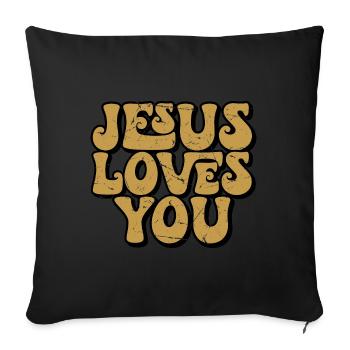 Jésus t’aime - Jesus liebt dich - Chrétien - Housse de coussin décorative 45 x 45 cm - noir - Devant