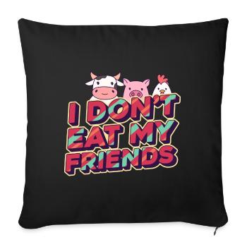 Cow Chicken Friends Design for Vegans - Sofa pillowcase 17,3'' x 17,3'' (45 x 45 cm) - black - Front