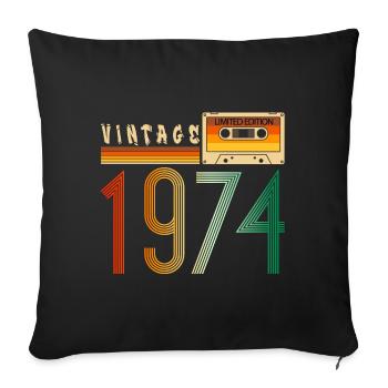 Année 1974 Old School Cassette Musique Rétro - Housse de coussin décorative 45 x 45 cm - noir - Devant