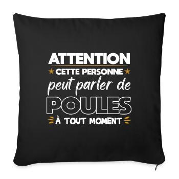 Fermier Agriculteur poules cadeau drôle - Housse de coussin décorative 45 x 45 cm - noir - Devant