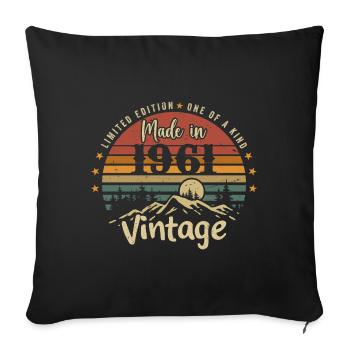 1961 Anniversaire Né En 1961 Édition Limitée - Housse de coussin décorative 45 x 45 cm - noir - Devant