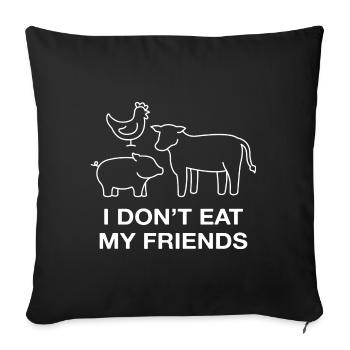 Shapes of Chicken Pig Cow Design for Vegans - Sofa pillowcase 17,3'' x 17,3'' (45 x 45 cm) - black - Front