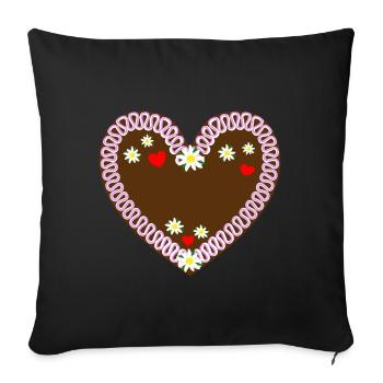 Gingerbread heart for labeling - Sofa pillowcase 17,3'' x 17,3'' (45 x 45 cm) - black - Front