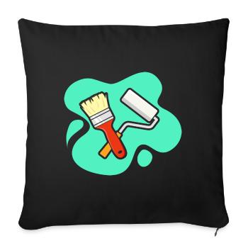 Pinsel und Farbrolle Design für Maler und - Sofakissenbezug 45 x 45 cm - Schwarz - Vorne