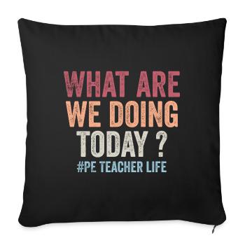 What are we doing today - PE Teacher life funny - Sofa pillowcase 17,3'' x 17,3'' (45 x 45 cm) - black - Front