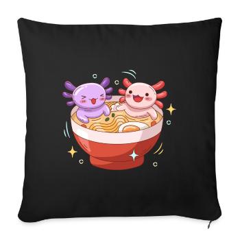 Conception de salle de bain Axoltol Ramen pour les amateurs d’axolotl - Housse de coussin décorative 45 x 45 cm - noir - Devant