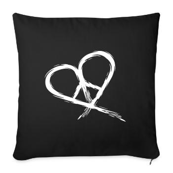 Peace Symbol Hippie Heart Peace Freedom Love - Sofa pillowcase 17,3'' x 17,3'' (45 x 45 cm) - black - Front