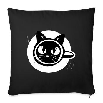 Visage de chat dans une tasse de café - Housse de coussin décorative 45 x 45 cm - noir - Devant