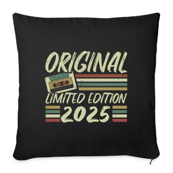 Vintage 2025 Rétro Cadeau D’anniversaire 2025 - Housse de coussin décorative 45 x 45 cm - noir - Devant