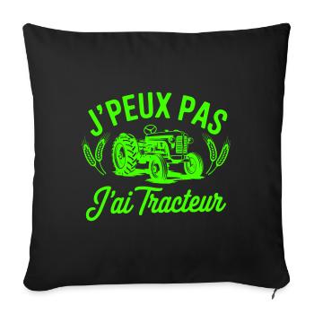 tee shirt Original j'peux pas j'ai tracteur - Housse de coussin décorative 45 x 45 cm - noir - Devant