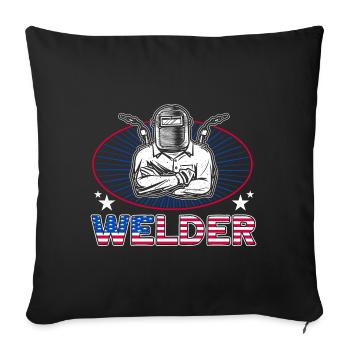 Soudeur SOUDEUR USA Cadeau patriotique - Housse de coussin décorative 45 x 45 cm - noir - Devant