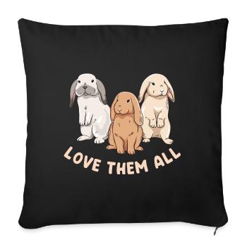 Conception de lapin mignon pour les propriétaires de lapins - Housse de coussin décorative 45 x 45 cm - noir - Devant