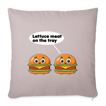 Laitue Viande sur le plateau Burger drôle Jeu de mots - Housse de coussin décorative 45 x 45 cm - taupe clair - Devant