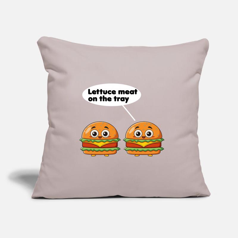 lettuce meat on the tray funny burger pun Sofa pillowcase 17,3'' x 17,3'' (45 x 45 cm)