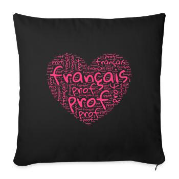 Enseignante De Français Meilleure Prof De Français - Housse de coussin décorative 45 x 45 cm - noir - Devant
