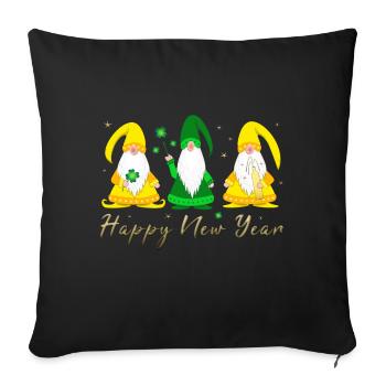 Happy New Year gnome imp - Sofa pillowcase 17,3'' x 17,3'' (45 x 45 cm) - black - Front