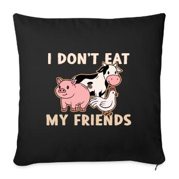 Friends of Chicken Pig Cow Design for Vegans - Sofa pillowcase 17,3'' x 17,3'' (45 x 45 cm) - black - Front