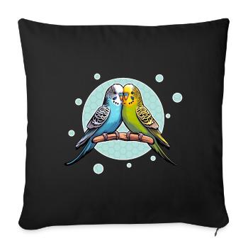 Budgies Parakeets Parrot Birds - Sofa pillowcase 17,3'' x 17,3'' (45 x 45 cm) - black - Front