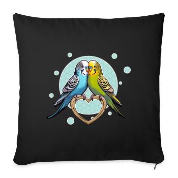 Budgies Parakeets Parrot Birds - Sofa pillowcase 17,3'' x 17,3'' (45 x 45 cm) - black - Front