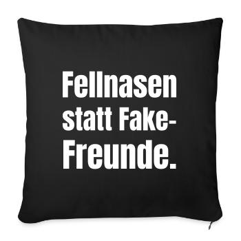 Furry noses instead of fake friends - Sofa pillowcase 17,3'' x 17,3'' (45 x 45 cm) - black - Front