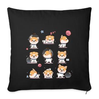 Shiba Inu - Sofa pillowcase 17,3'' x 17,3'' (45 x 45 cm) - black - Front