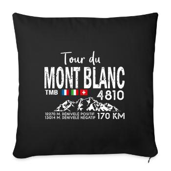 tour du mont blanc TMB randonnée rando - Housse de coussin décorative 45 x 45 cm - noir - Devant