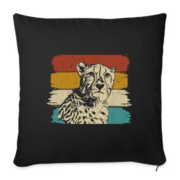 Guépard faune rétro - Housse de coussin décorative 45 x 45 cm - noir - Devant