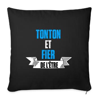 tonton et fier de l'être maillot homme oncle - Housse de coussin décorative 45 x 45 cm - noir - Devant
