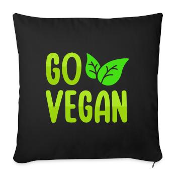 Go Vegan Design pour les fiers végétaliens - Housse de coussin décorative 45 x 45 cm - noir - Devant