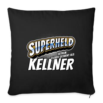 Superheld, clever getarnt als Kellner - Sofakissenbezug 45 x 45 cm - Schwarz - Vorne