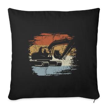 Retro - Vintage - Excavator - Dredging - Sofa pillowcase 17,3'' x 17,3'' (45 x 45 cm) - black - Front