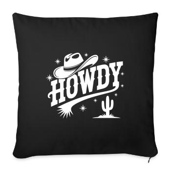 Howdy Country Dance Danse en ligne. Stetson et bottes - Housse de coussin décorative 45 x 45 cm - noir - Devant