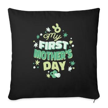 Ma première fête des mères Idée cadeau de fête des mères Maman - Housse de coussin décorative 45 x 45 cm - noir - Devant