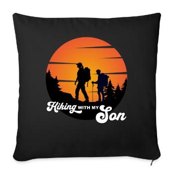 Hiking with my son - wandern mit meinem Sohn - Sofa pillowcase 17,3'' x 17,3'' (45 x 45 cm) - black - Front