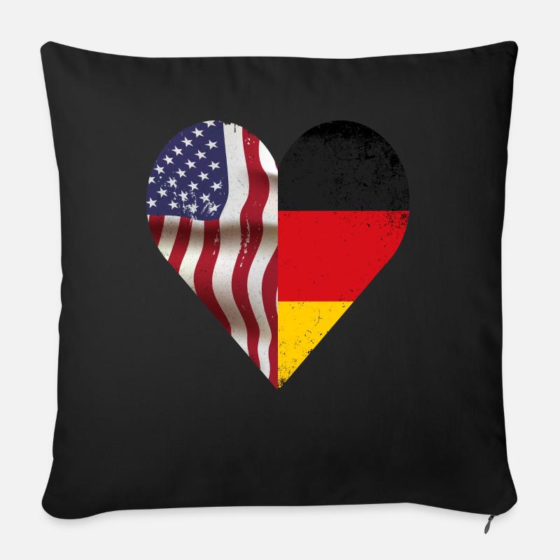 USA Germany Heart - Dual Citizenship Design - Sofakissenbezug 45 x 45 cm - Schwarz