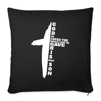 Jean 3 :16 Christian Cross Bible Verse - Housse de coussin décorative 45 x 45 cm - noir - Devant